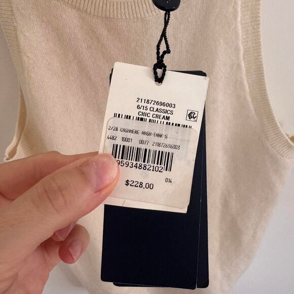Polo Ralph Lauren Washable 100% Cashmere Tank Top Cream Small Chic Parisian - Picture 3 of 5
